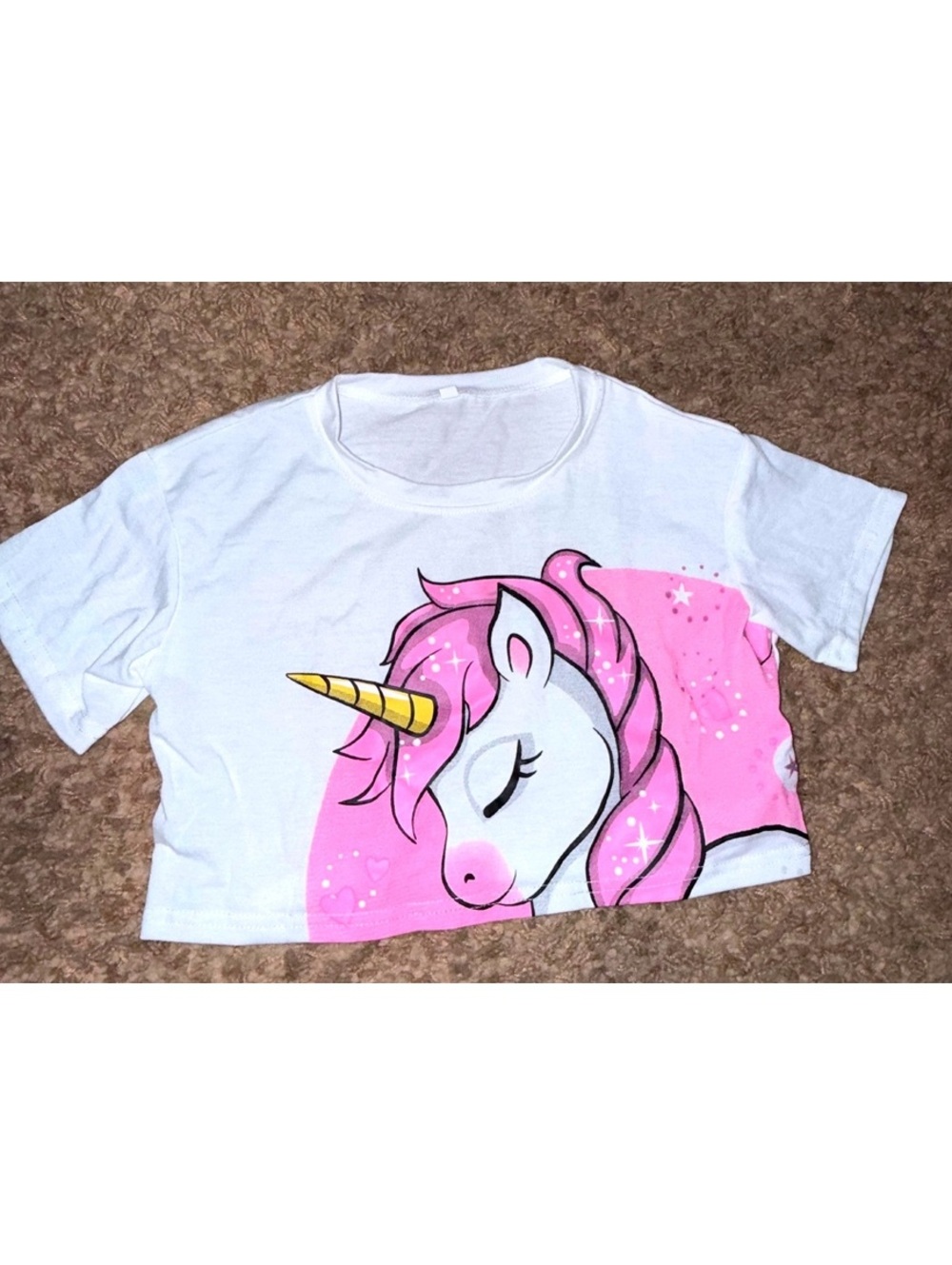 Unicorn cropped shirt size 5-6 girls